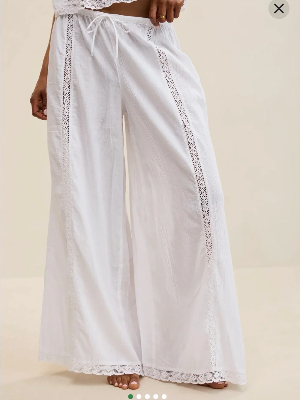 Aerie Cabana Wide Leg Pant in White - Large - Picture 1 of 7